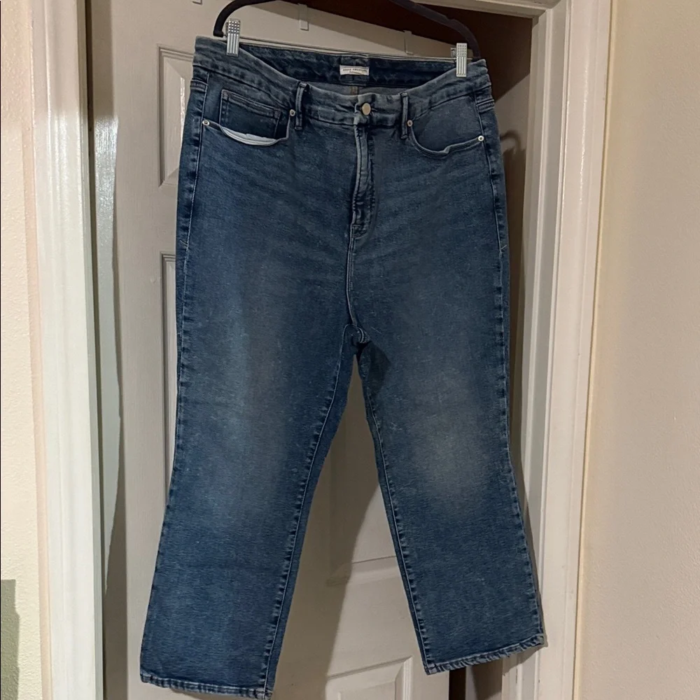 Good American Dark Blue Straight Leg Jeans - Picture 3 of 5